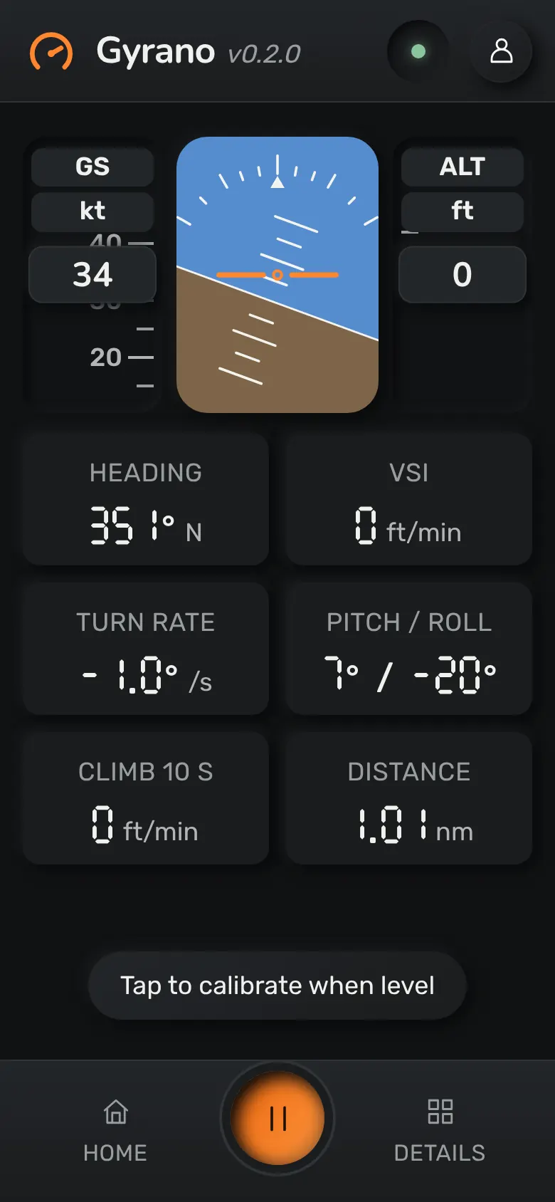 Plane: ground speed and altitude tapes either side of an attitude display